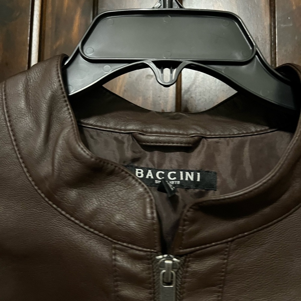 Baccini Brown Leather Jacket - Picture 3 of 4
